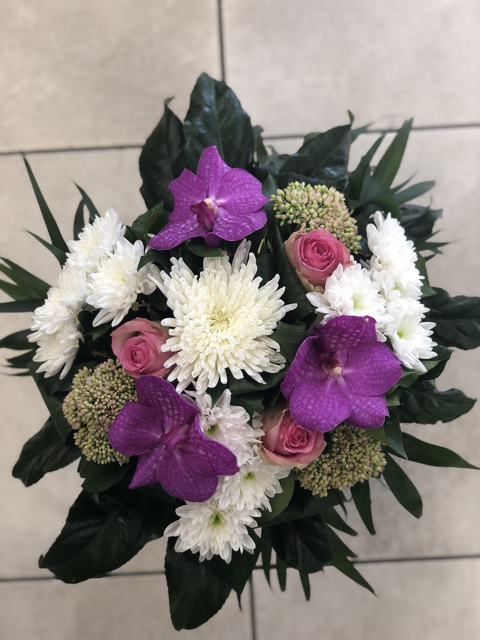 Bouquet rond rose et blanc